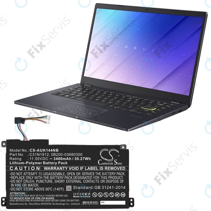 Batéria pre Asus Vivobook 14, E510, 3400mAh, Li-Pol, 11.55V, C31N1912, HQ