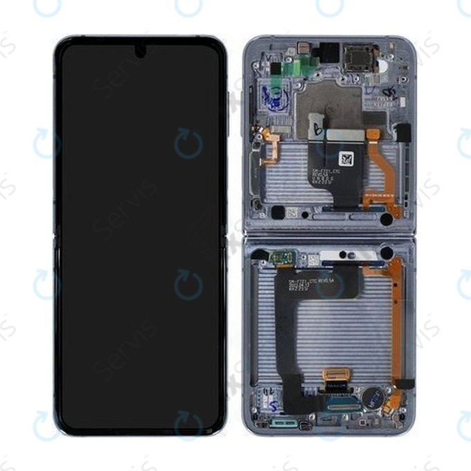 Samsung Galaxy Z Flip 4 F721B - LCD Displej + Dotykové Sklo + Rám (Blue) - GH82-29440D, GH82-30238D, GH82-30239D, GH82-29441D, GH82-30238D, GH82-30239D Genuine Service Pack