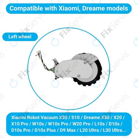 Xiaomi Robot Vacuum X20, S10, Dreame X30, X20, X10 Pro - Koleso s Motorom (Ľavé) (Biele)