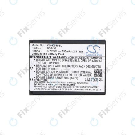 Batéria pre Sony Ericsson, 650mAh, Li-Ion, 3.7V, BST-37, HQ