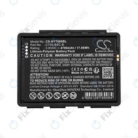 Batéria pre Honeywell CT50, Dolphin CT60, 4700mAh, Li-Pol, 3.8V, CT50-BSC-B, HQ
