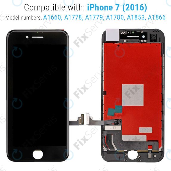 Displej pre iPhone 7, Black, Dotykové sklo s rámom