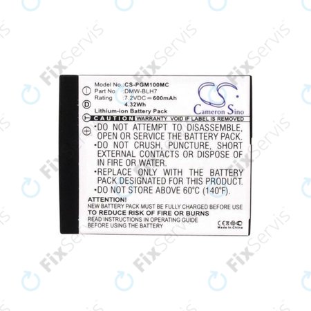 Batéria pre Panasonic Lumix DMC, 600mAh, Li-Ion, 7.2V, DMW-BLH7, HQ