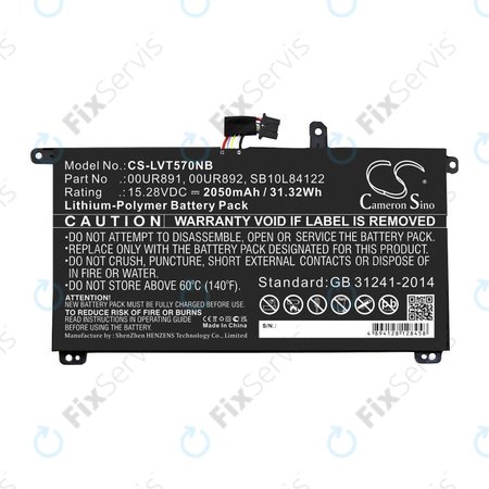 Batéria pre Lenovo ThinkPad P51s, P52s, T570, T580, 2050mAh, Li-Pol, 15.28V, 00UR891, HQ