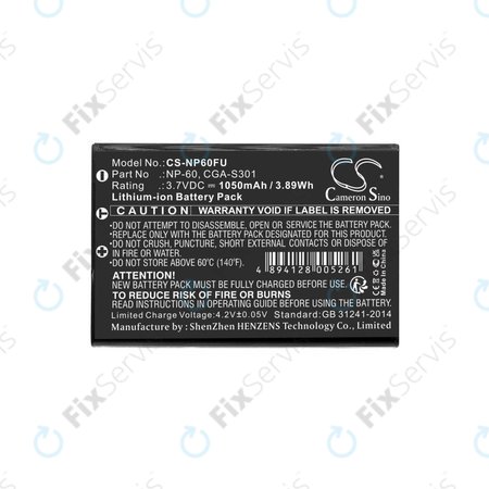 Batéria pre Agfa, HP Photosmart, Toshiba Camileo, 1050mAh, Li-Ion, 3.7V, NP-60, COMA-BP1, HQ