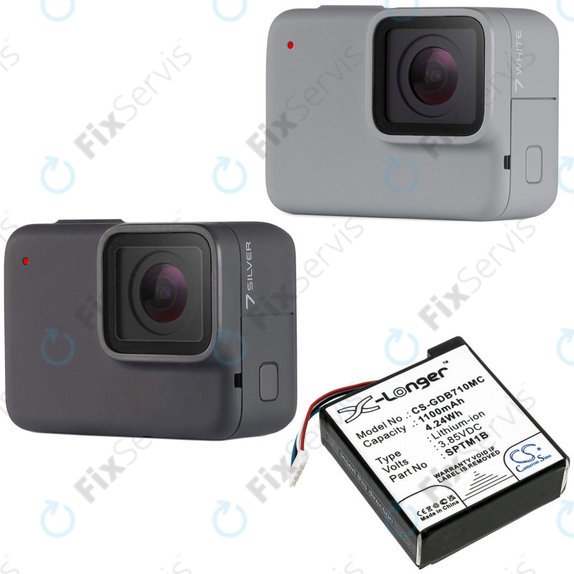 Batéria pre GoPro Hero 7 Silver, White, 1100mAh, Li-Ion, 3.85V, SPTM1B, HQ