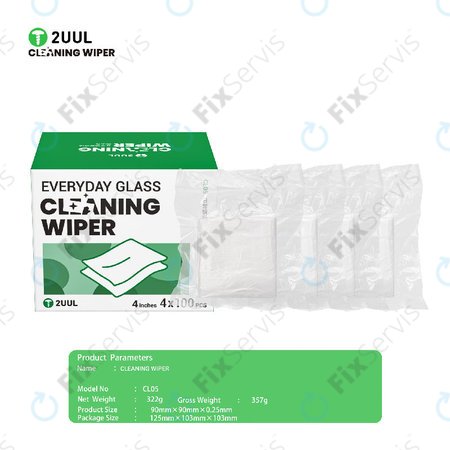 Bezprašné čistiace utierky na sklo, 2UUL CL05, 4x100ks/balenie