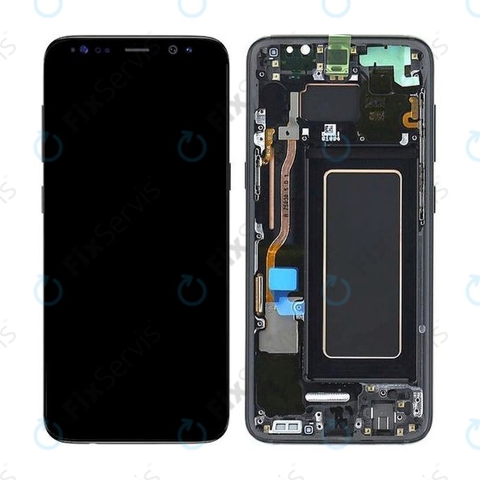 Samsung Galaxy S8 G950F - LCD Displej + Dotykové Sklo + Rám (Midnight Black) - GH97-20457A, GH97-20473A, GH97-20458A, GH97-20629A Genuine Service Pack