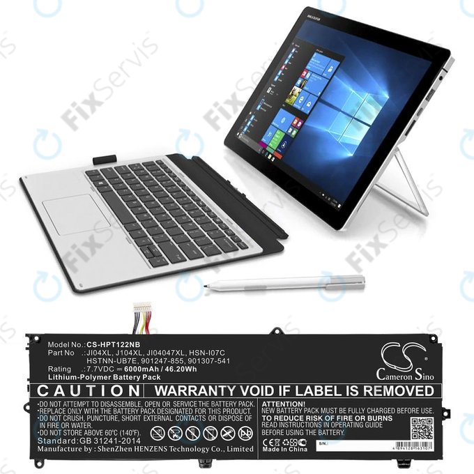 Batéria pre HP Elite X2 1012 G2, 6000mAh, Li-Pol, 7.7V, JI04XL, HQ