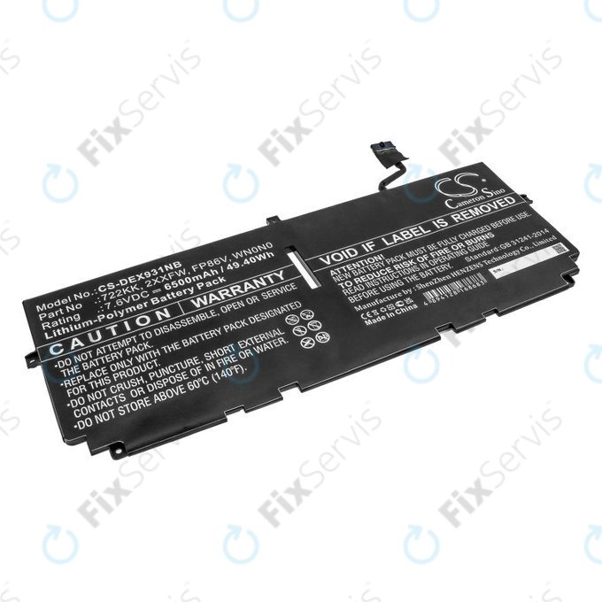 Batéria pre Dell XPS 13 9300, 9380, 9310, 6500mAh, Li-Pol, 7.6V, 2XXFW, HQ
