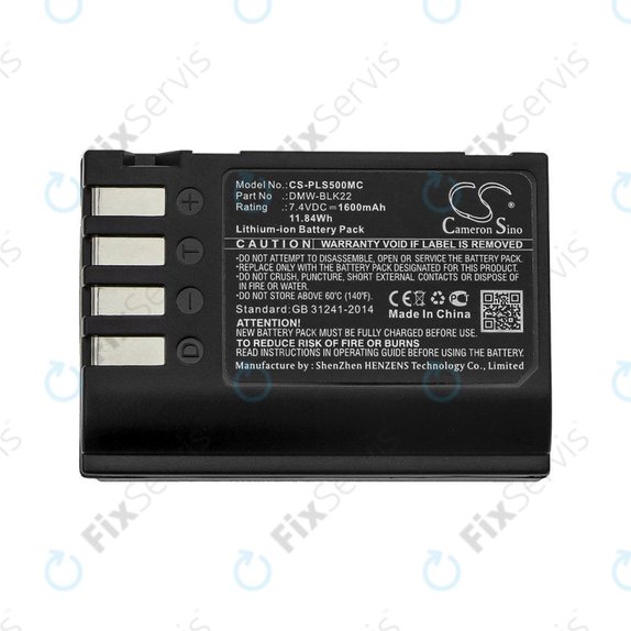 Batéria pre Panasonic Lumix DC-S5, DC-S5K, GH5, G9, GH5S, 1600mAh, Li-Ion, 7.4V, DMW-BLK22, HQ