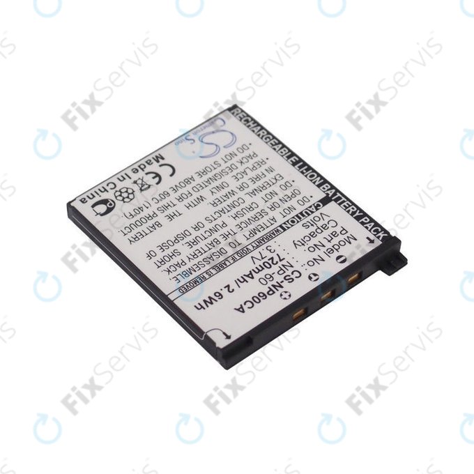 Batéria pre Casio Exilim Zoom EX-Z19, EX-Z85, EX-Z9, 720mAh, Li-Ion, 3.7V, NP-60, HQ