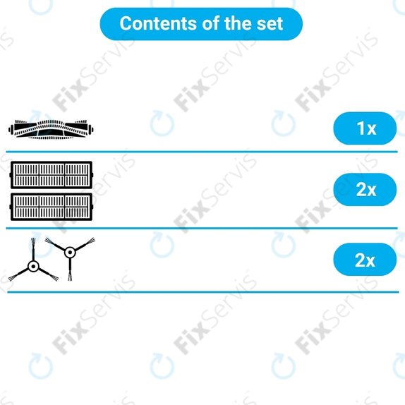 Sada náhradných dielov pre Neato Botvac D3, D4, D5, D6, D7 (2x Hlavná kefa, 4x Filter, 4x Bočná kefa)