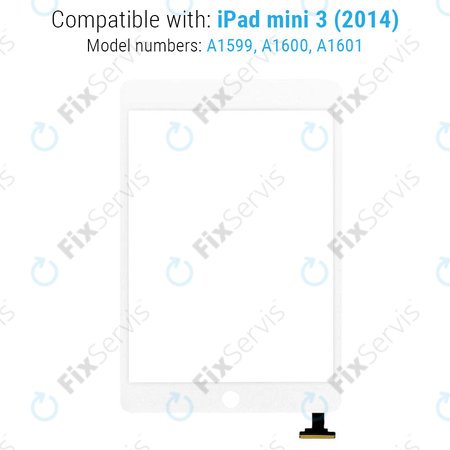 Apple iPad Mini 3 - Dotykové Sklo + IC Konektor (White)
