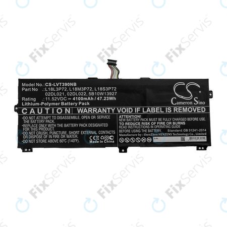 Batéria pre Lenovo ThinkPad X390, Yoga X390, 4100mAh, Li-Pol, 11.52V, 02DL021, HQ