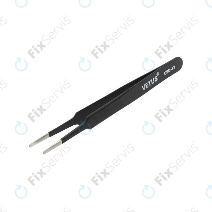 Vetus ESD-13 - Antistatická Kovová Pinzeta s Plochou Špičkou (115mm)