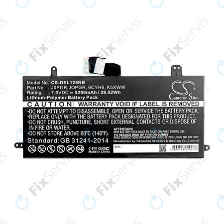 Batéria pre Dell Latitude 5290, Latitude 12 5285, 5200mAh, Li-Pol, 7.6V, J0PGR, HQ