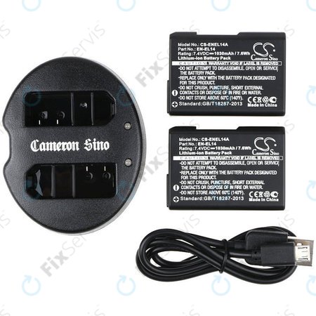 Batéria 2ks s nabíjačkou pre Nikon Coolpix P7000, P7700, D3100, D3200, D5100, 1030mAh, Li-Ion, 7.4V, EN-EL14, HQ