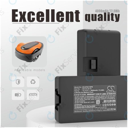 Batéria pre Flymo Easilife 200, Gardena Automower 310, Husqvarna Automower 315X, 4000mAh, Li-Ion, 18.0V, 584 84 28-02, HQ
