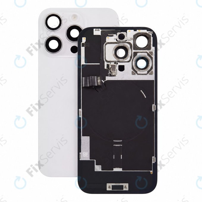 Sklo zadného housingu pre iPhone 16 Pro, White Titanium, Pulled A