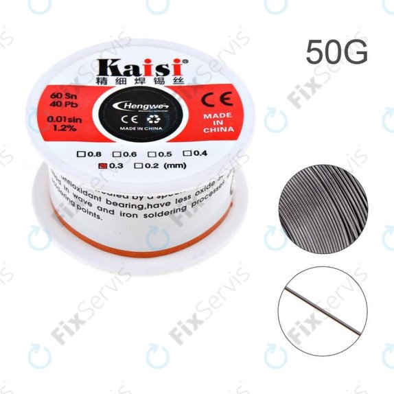 Kaisi - Spájkový Drôt pre Presné Spájkovanie Sn/Pb - 0.3mm (50g)