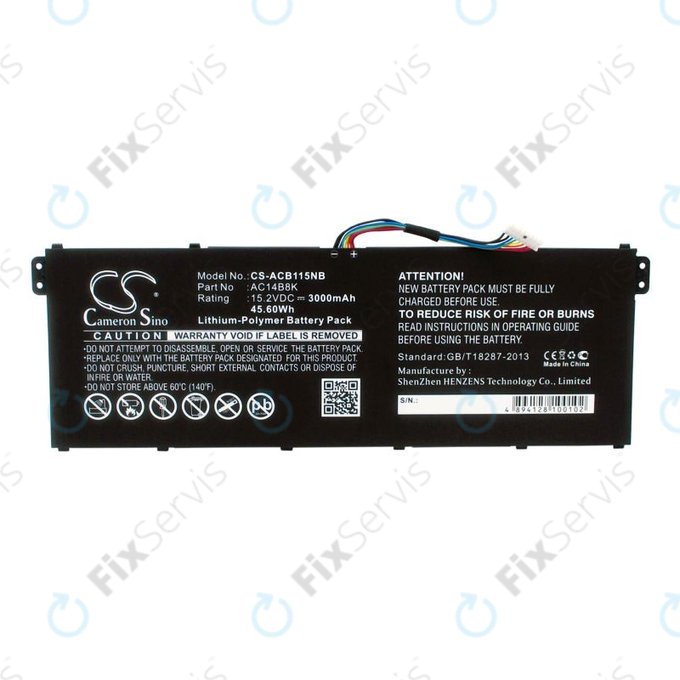 Batéria pre Acer Aspire 5, 7 E5, V3, Chromebook 11, 13, 15, 3000mAh, Li-Pol, 15.2V, AC14B18K, HQ