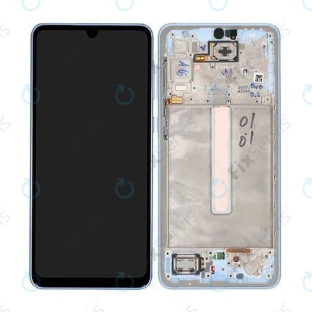 Samsung Galaxy A33 5G A336B - LCD Displej + Dotykové Sklo + Rám (Awesome Blue) - GH82-28143C, GH82-28144C Genuine Service Pack