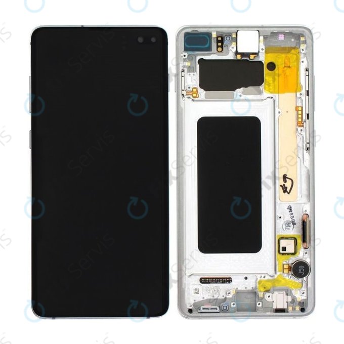 Samsung Galaxy S10 Plus G975F - LCD Displej + Dotykové Sklo + Rám (Prism White) - GH82-18849B, GH82-18834G, GH82-18849G, GH82-18834B Genuine Service Pack