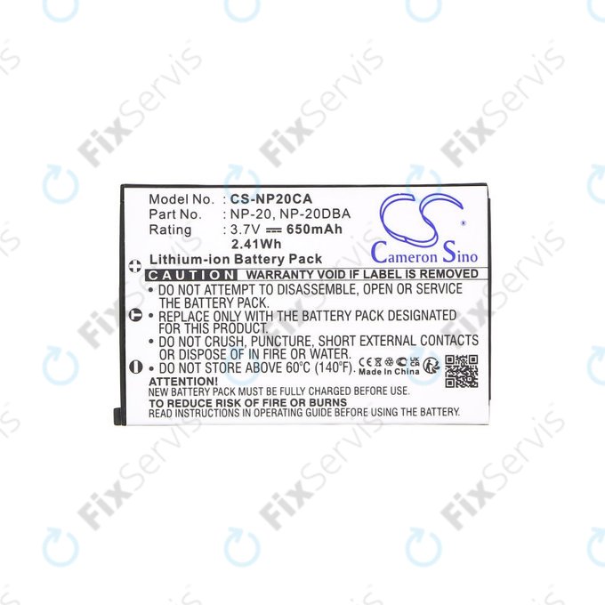 Batéria pre Casio Exilim Card Ex-S880, 650mAh, Li-Ion, 3.7V, NP-20, HQ