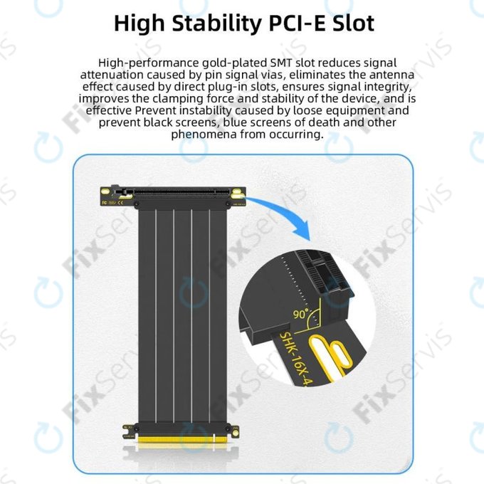 PCIe 4.0 x16 riser kábel pre grafickú kartu, 20cm, čierny