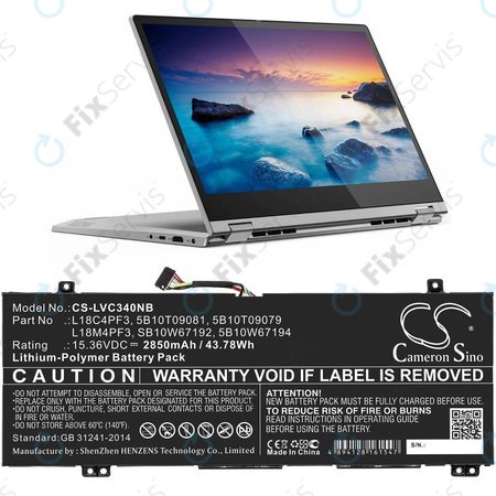 Batéria pre Lenovo Ideapad C340, Ideapad Flex, 2850mAh, Li-Pol, 15.36V, L18C4PF3, HQ