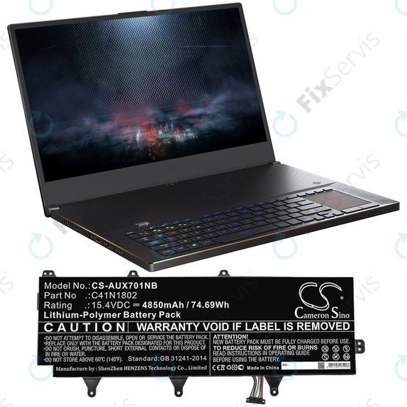 Batéria pre Asus Zephyrus Gx701, Rog Zephyrus S Gx701, Rog Gx701, 4850mAh, Li-Pol, 15.4V, C41N1802, HQ
