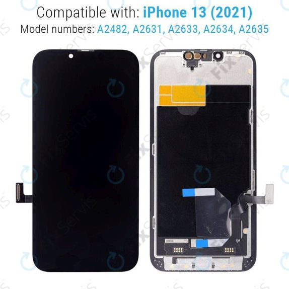 Displej Hard OLED pre iPhone 13, Dotykové sklo s rámom, FixPremium