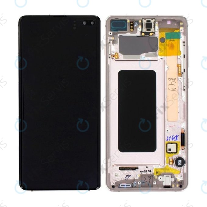 Samsung Galaxy S10 Plus G975F - LCD Displej + Dotykové Sklo + Rám (Flamingo Pink) - GH82-18849D, GH82-18834D Genuine Service Pack