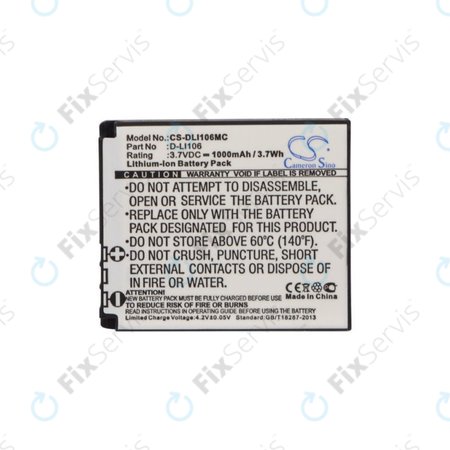 Batéria pre Kodak PIXPRO SP1, Kodak PIXPRO SP1 HD, 1000mAh, Li-Ion, 3.7V, D-LI106, HQ