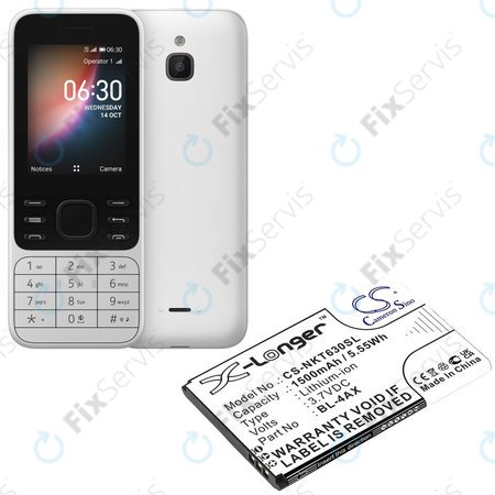 Batéria pre Nokia 6300 4G, Nokia 8000 4G, 1500mAh, Li-Ion, 3.7V, BL-4AX, HQ