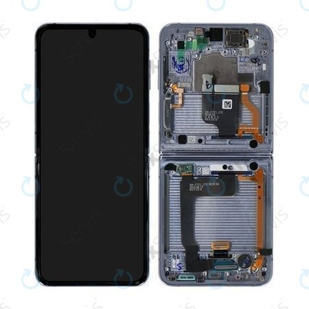 Samsung Galaxy Z Flip 4 F721B - LCD Displej + Dotykové Sklo + Rám (Blue) - GH82-29440D, GH82-30238D, GH82-30239D, GH82-29441D, GH82-30238D, GH82-30239D Genuine Service Pack