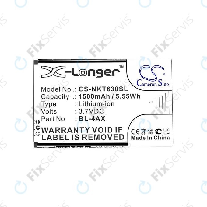 Batéria pre Nokia 6300 4G, Nokia 8000 4G, 1500mAh, Li-Ion, 3.7V, BL-4AX, HQ