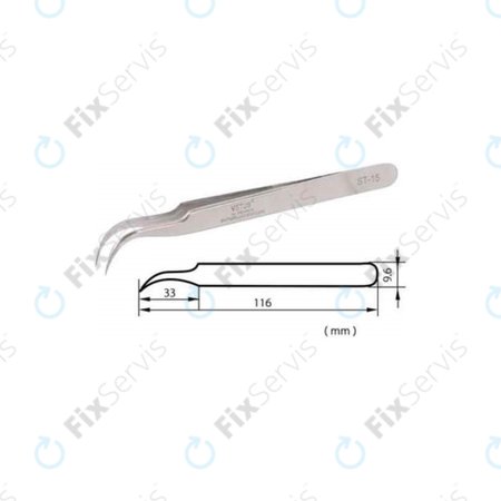 Vetus ST-15 - Profi Kovová Pinzeta s Prehnutou Špičkou (120mm)