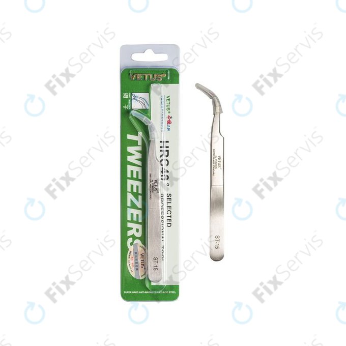 Vetus ST-15 - Profi Kovová Pinzeta s Prehnutou Špičkou (120mm)