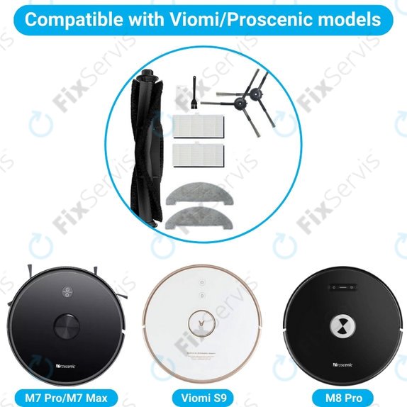 Xiaomi Viomi S9, Proscenic M7 Pro, M7 Max, M8 Pro - Štandardný Set (Čierny)