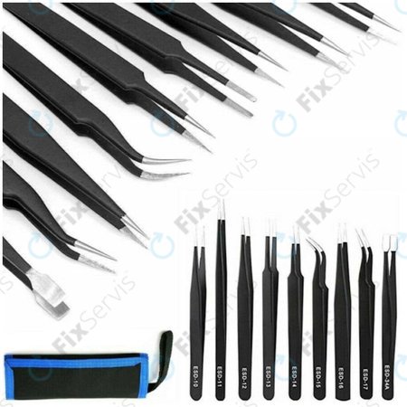 Sada ESD Antistatických Pinziet z Nerezovej Ocele 9v1