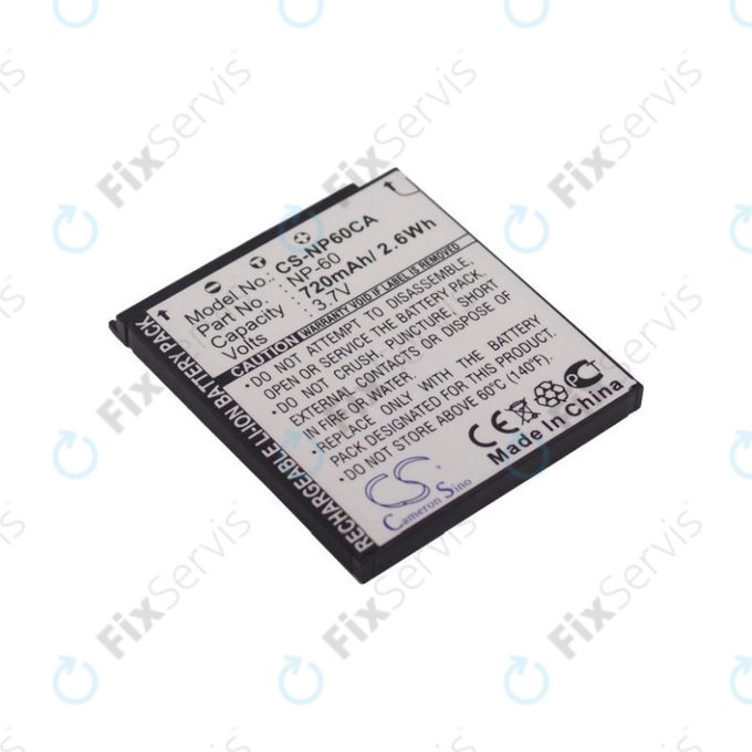 Batéria pre Casio Exilim Zoom EX-Z19, EX-Z85, EX-Z9, 720mAh, Li-Ion, 3.7V, NP-60, HQ