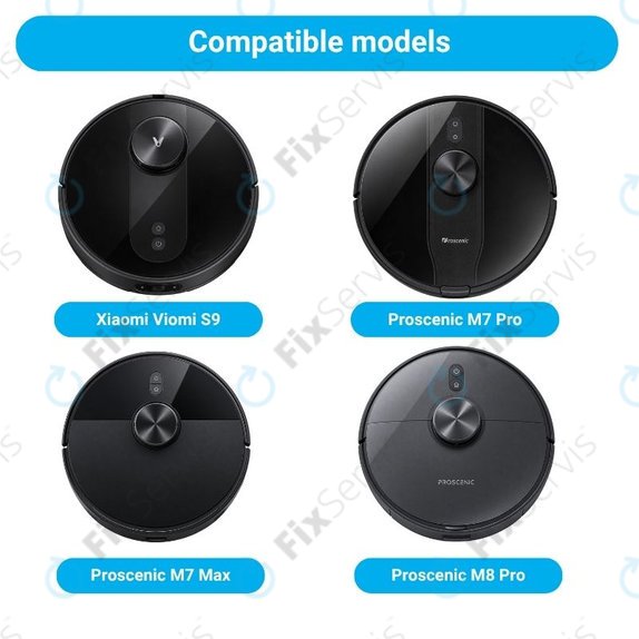 Sada náhradných dielov pre Xiaomi Viomi S9, Proscenic M7 Pro, M7 Max, M8 Pro (1x Hlavná kefa, 2x Filter, 2x Bočná kefa, 2x Mopovacia utierka, 2x Prachové vrecko)