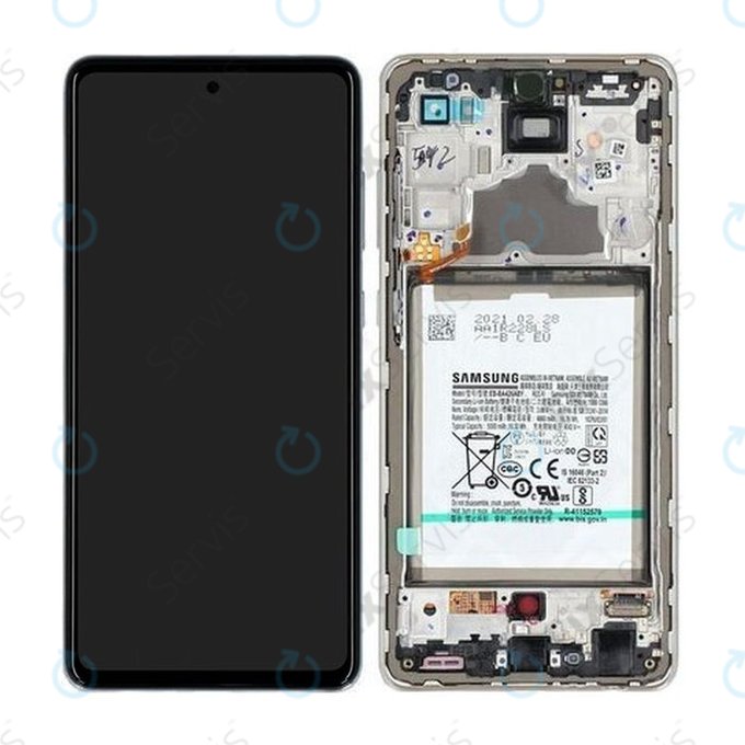 Samsung Galaxy A72 A725F, A726B - LCD Displej + Dotykové Sklo + Rám + Batéria (Awesome White) - GH82-25541D, GH82-25542D Genuine Service Pack