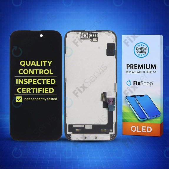 Displej Soft OLED pre iPhone 15, Dotykové sklo s rámom, FixPremium