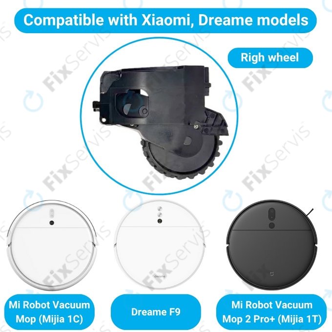 Xiaomi Dreame F9, Mi Robot Vacuum Mop (Mijia 1C), 2 Pro+ (Mijia 1T) - Koleso s Motorom (Pravé) (Čierne)