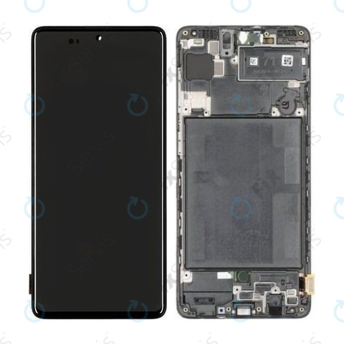 Samsung Galaxy A71 A715F - LCD Displej + Dotykové Sklo + Rám (Prism Crush Black) - GH82-22152A, GH82-22248A Genuine Service Pack