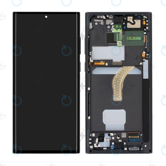 Samsung Galaxy S22 Ultra S908B - LCD Displej + Dotykové Sklo + Rám (Phantom Black) - GH82-27488A, GH82-27489A Genuine Service Pack