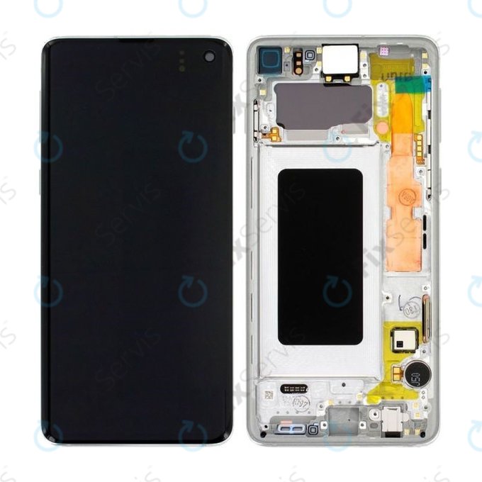 Samsung Galaxy S10 G973F - LCD Displej + Dotykové Sklo + Rám (Prism White) - GH82-18850B, GH82-18835B Genuine Service Pack